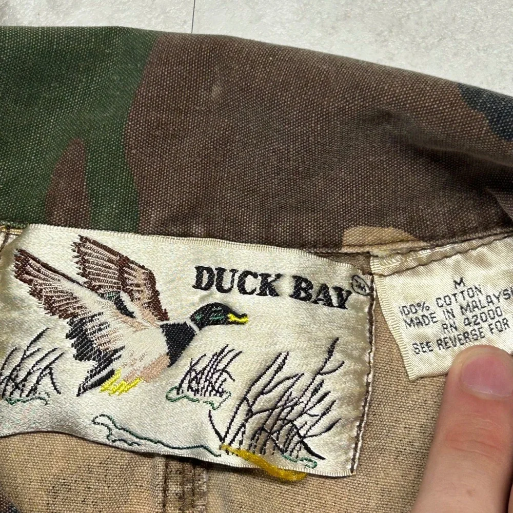 Duck Bay Camo Coveralls Green Brown Mens Medium Cotton Utility Jumpsuit 0280